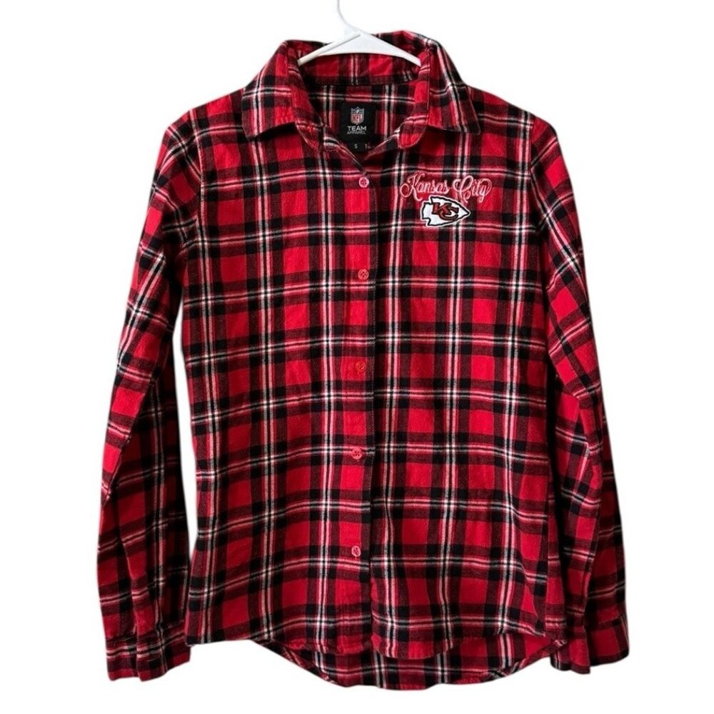 NFL Team Apparel Kansas City Chiefs Flannel Shirt Womens Red Size Small Football